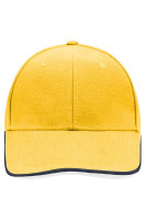 Gold-yellow/navy/white (ca. Pantone 136C
2767C
white)